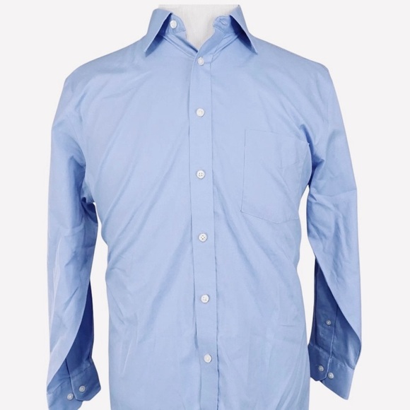 Stafford, easy care, cotton, broad cloth, dress shirt, light blue 17 1/2 - Picture 2 of 6